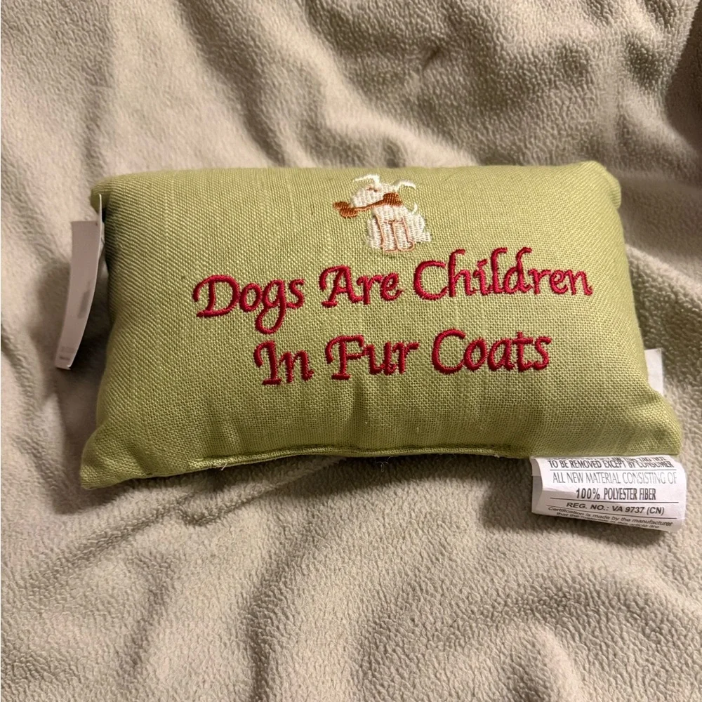 Christmas Pillow and Charming Green Dog Pillow with Embroidered Message